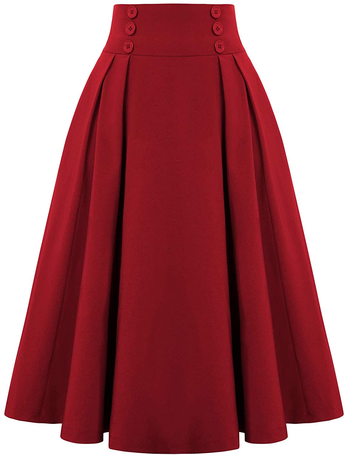 Belle Poque Women's High Waist Flared Skirt Pleated Midi Skirt with Pocket  : : Clothing, Shoes & Accessories