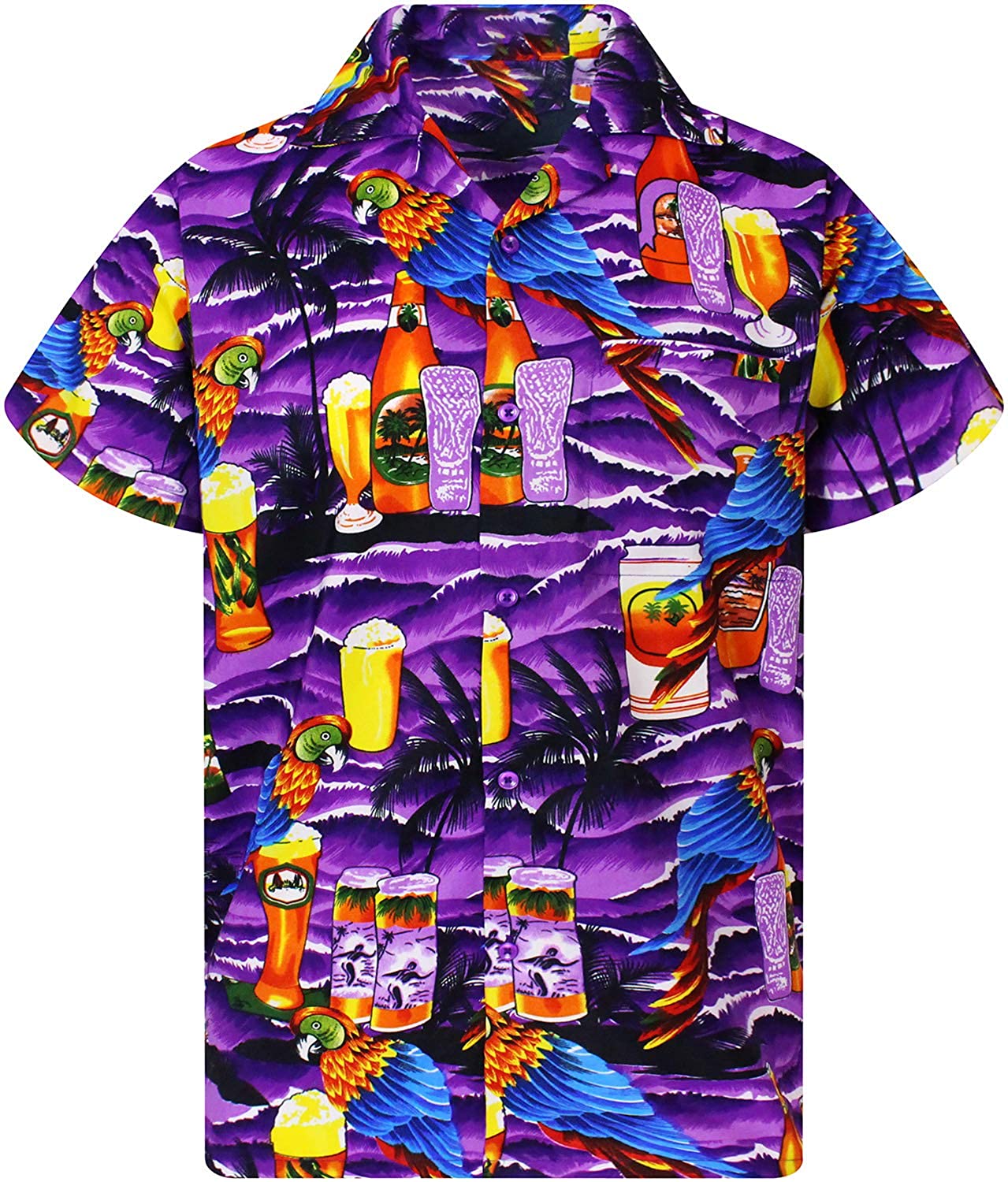 Hawaiian Shirt for Men Funky Casual Button Down Very Loud Shortsleeve Unisex X-Mas Christmas Music Gingerbread Santa Print 