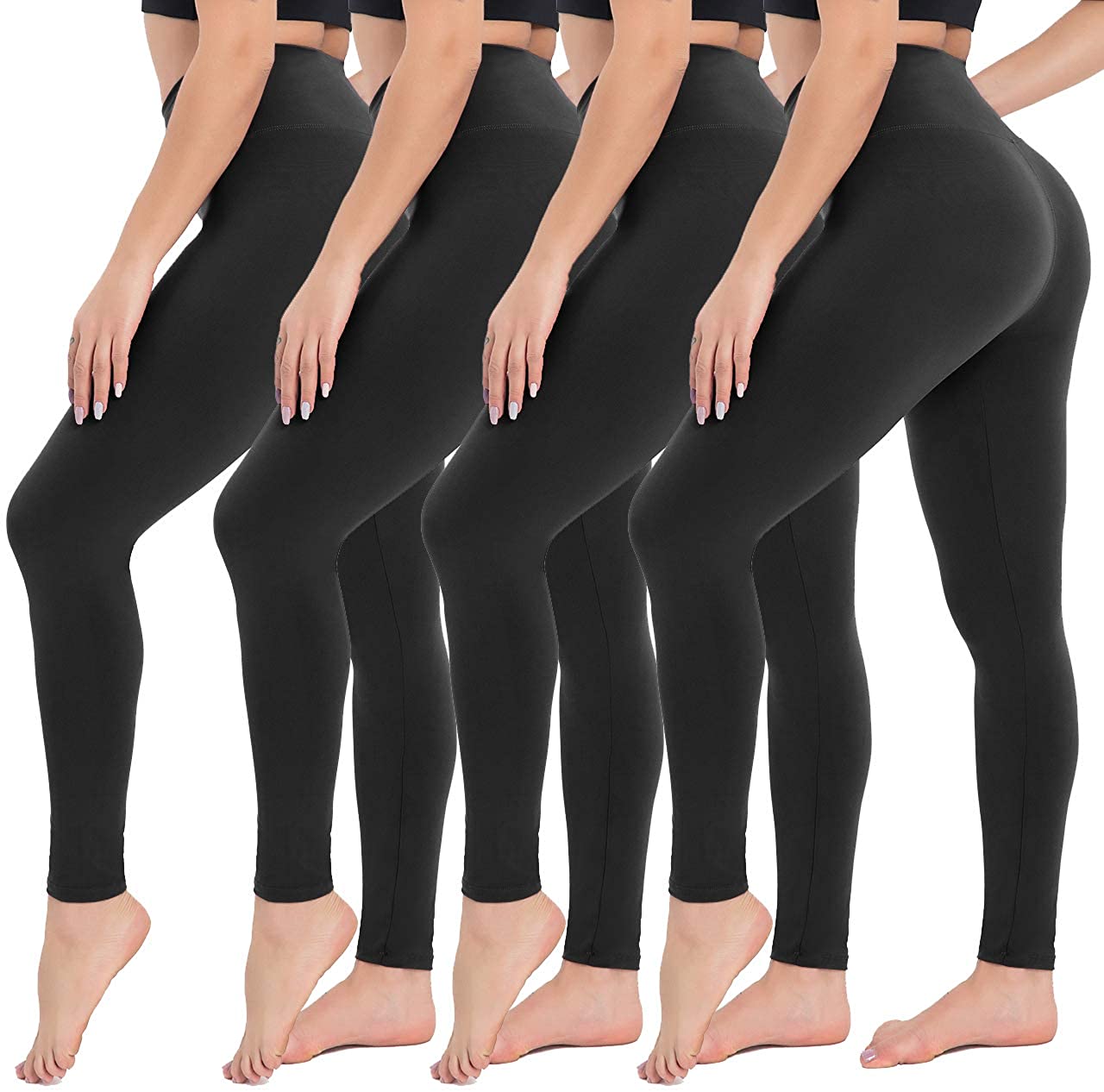 CAMPSNAIL 4 Pack High Waisted Leggings for Women- Soft Tummy Control  Slimming Yo
