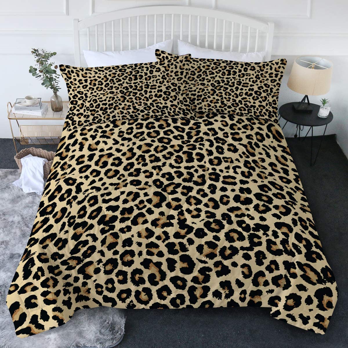 Blessliving Leopard Comforter Set, Leopard Print King Bed Sheets