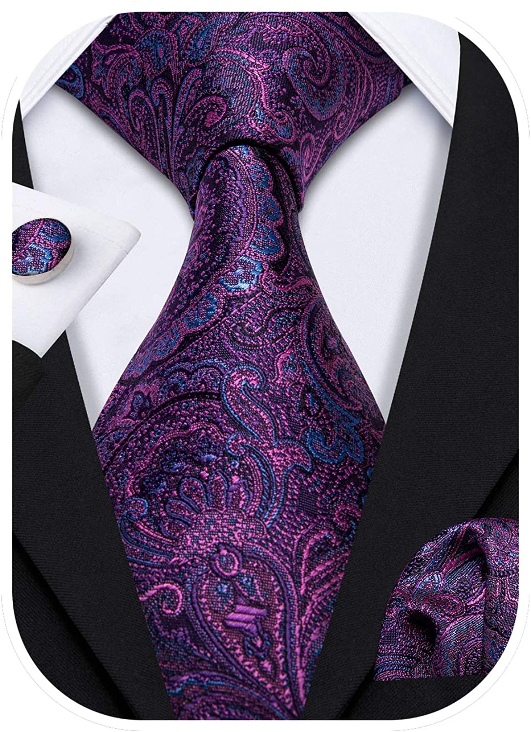 Barry.Wang Paisley Tie Fashion Set Hanky Cufflinks Neckties for Men Woven  Silk | eBay