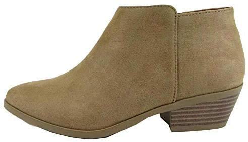 Soda Womens Mug Round Toe Faux Suede Stacked Heel Western Ankle Bootie