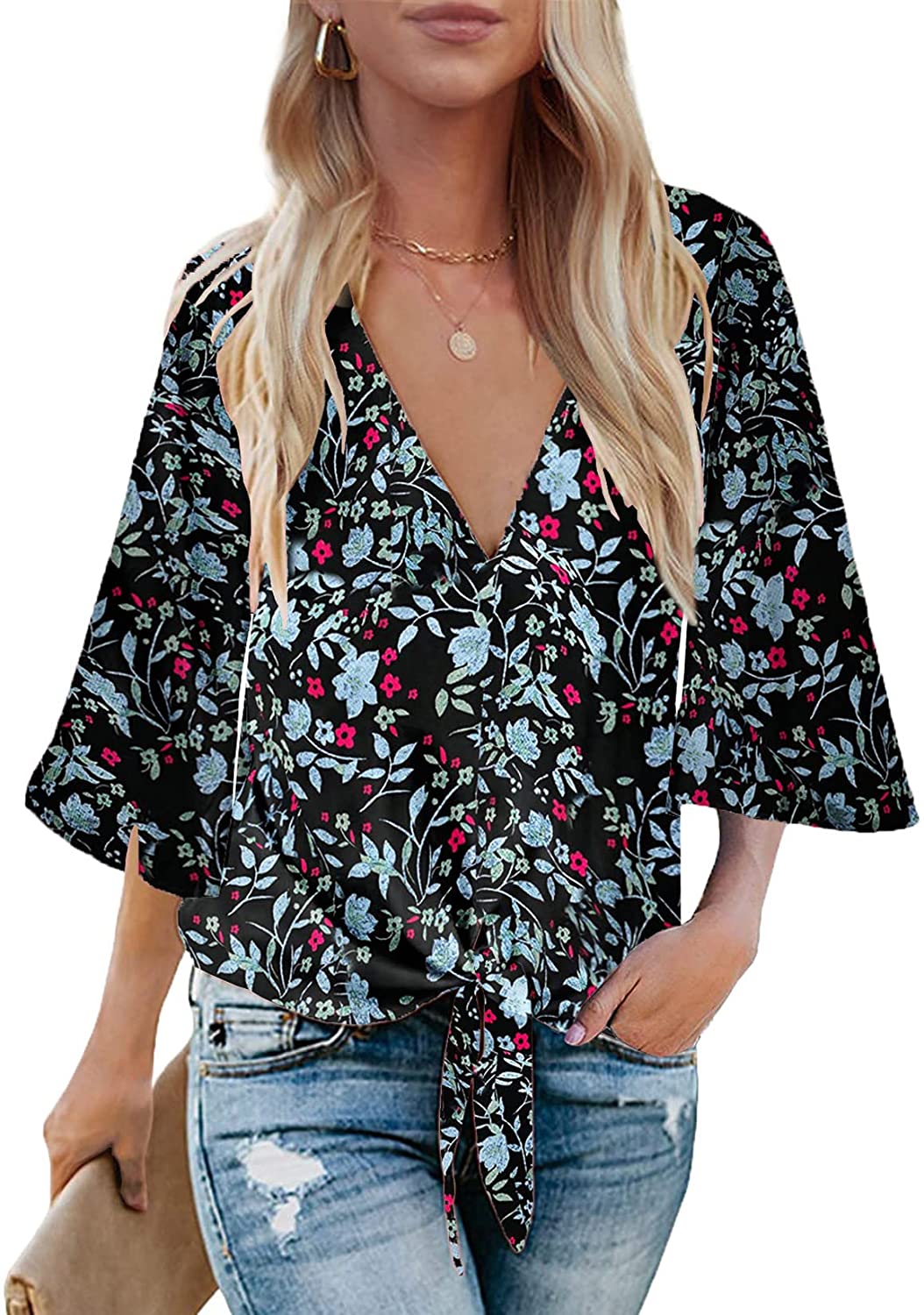 Bluetime Women Flowy Long Open Front Cover Up Casual Long Sleeve