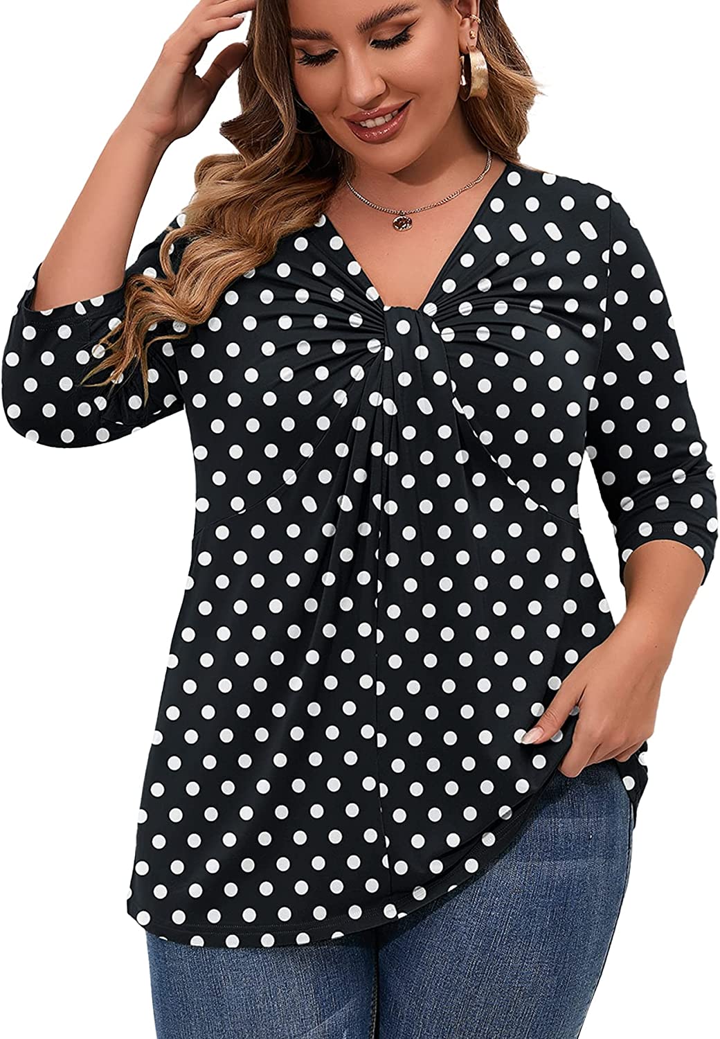 AusLook Women's Plus Size T Shirt Basic V Neck Tee Short Sleeve