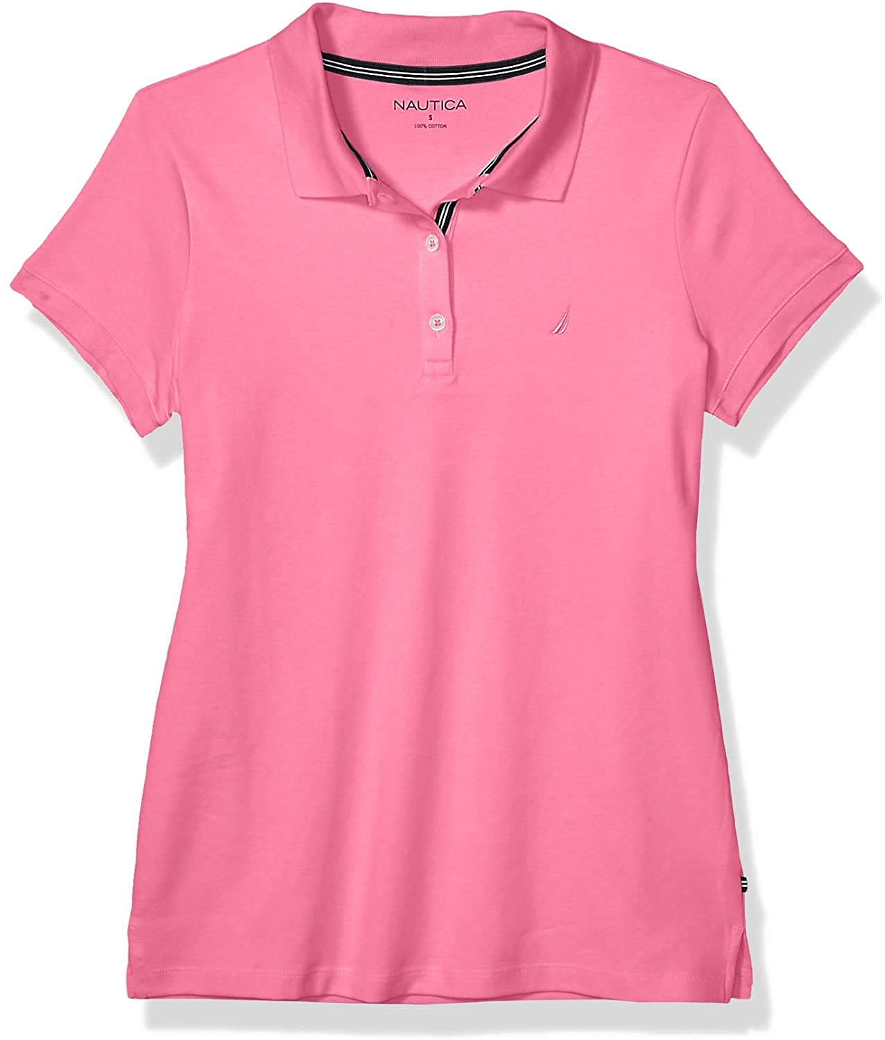 Nautica 3-button Short Sleeve Breathable 100% Cotton Polo Shirt Polo Mujer 