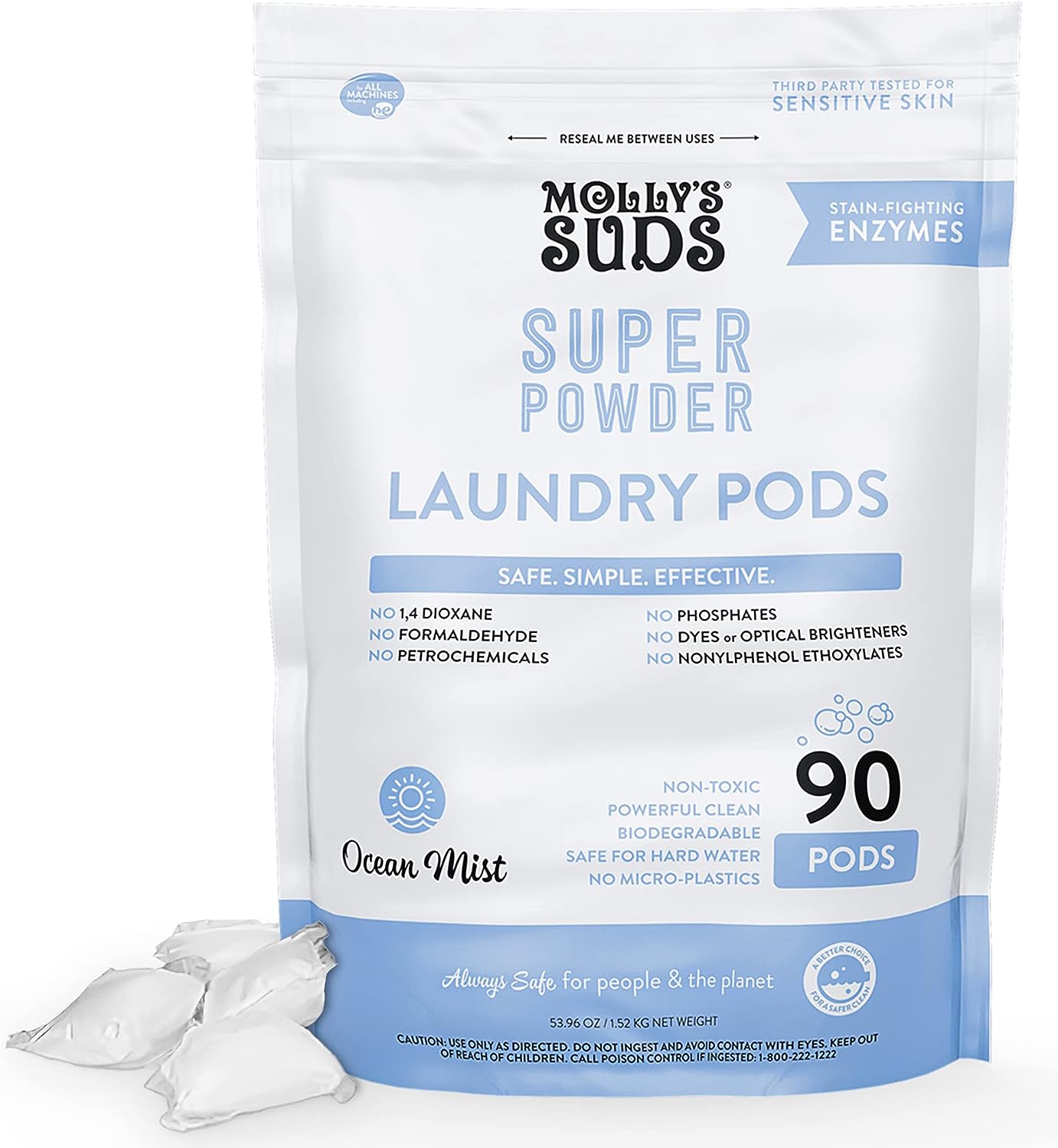 Molly's Suds Super Powder Laundry Detergent Pods, Natural Extra Strength  Deterg