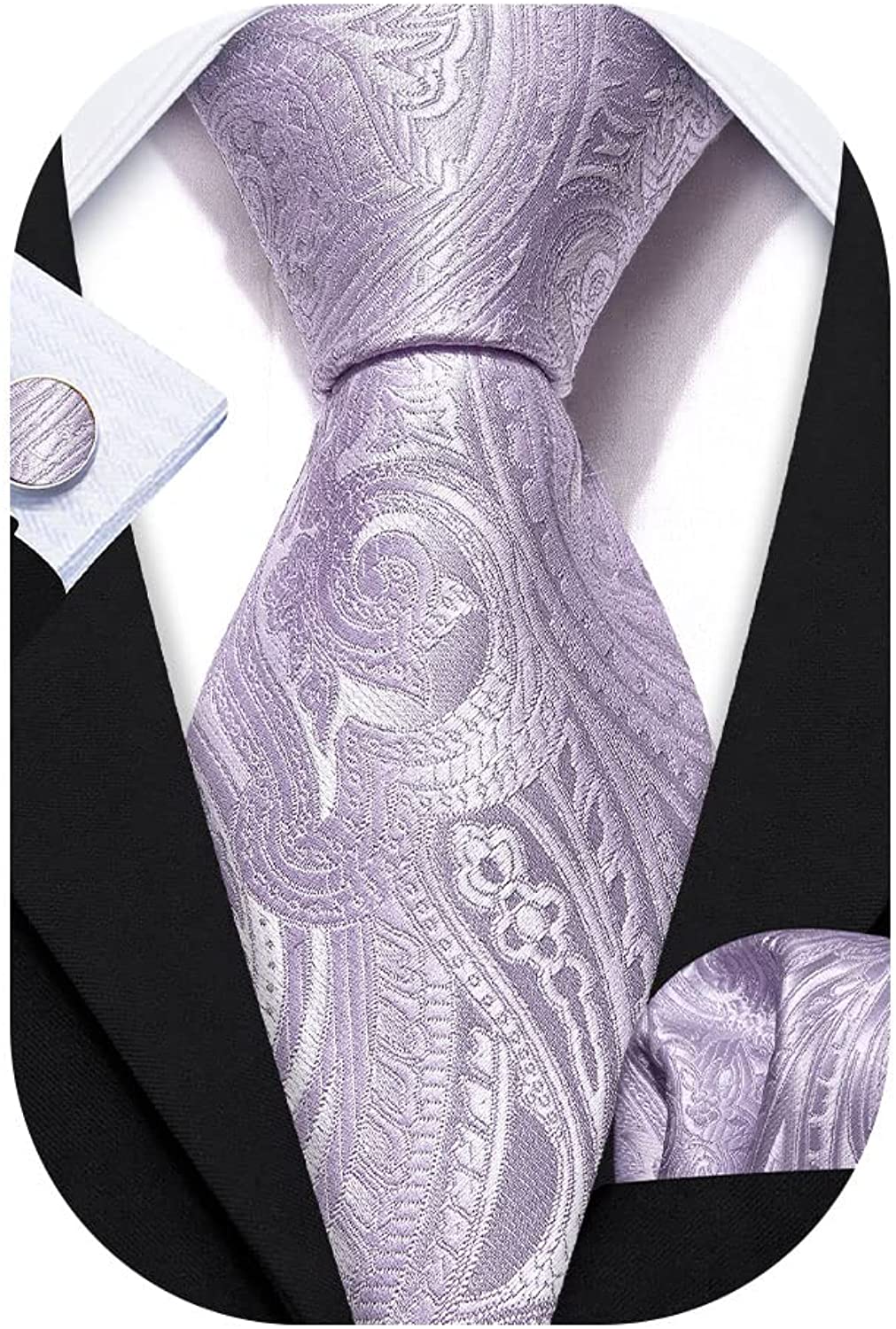Barry.Wang Man Tie Set Paisley Woven Necktie Set Silk Pocket Square  Cufflinks Bu | eBay