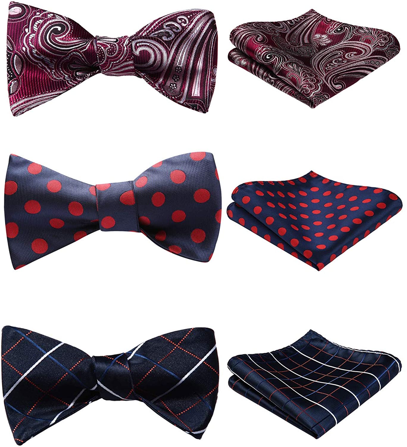 HISDERN Men's 3pcs Mixed Self-Tie Bow Tie