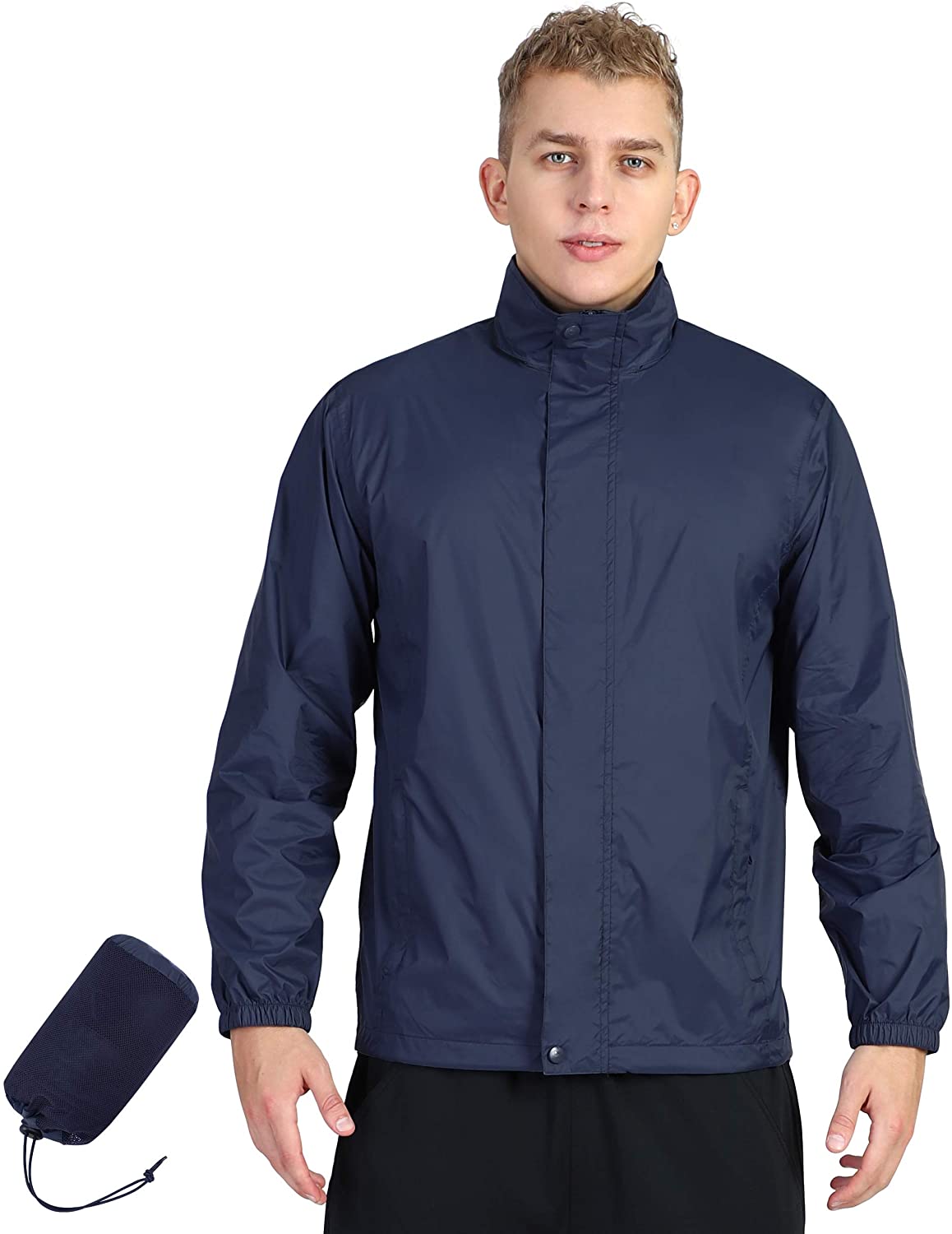 Outdoor Ventures Men's Rain Jacket Waterproof Lightweight Packable Rain  Shell Raincoat with Hood for Golf Hiking Travel at  Men's Clothing  store