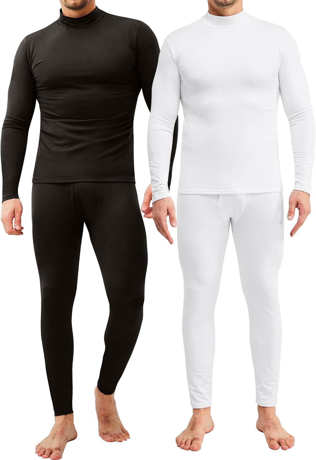 CL convallaria 2 Pack Long Johns Thermal Underwear for Men Soft Fleece  Lined Bas