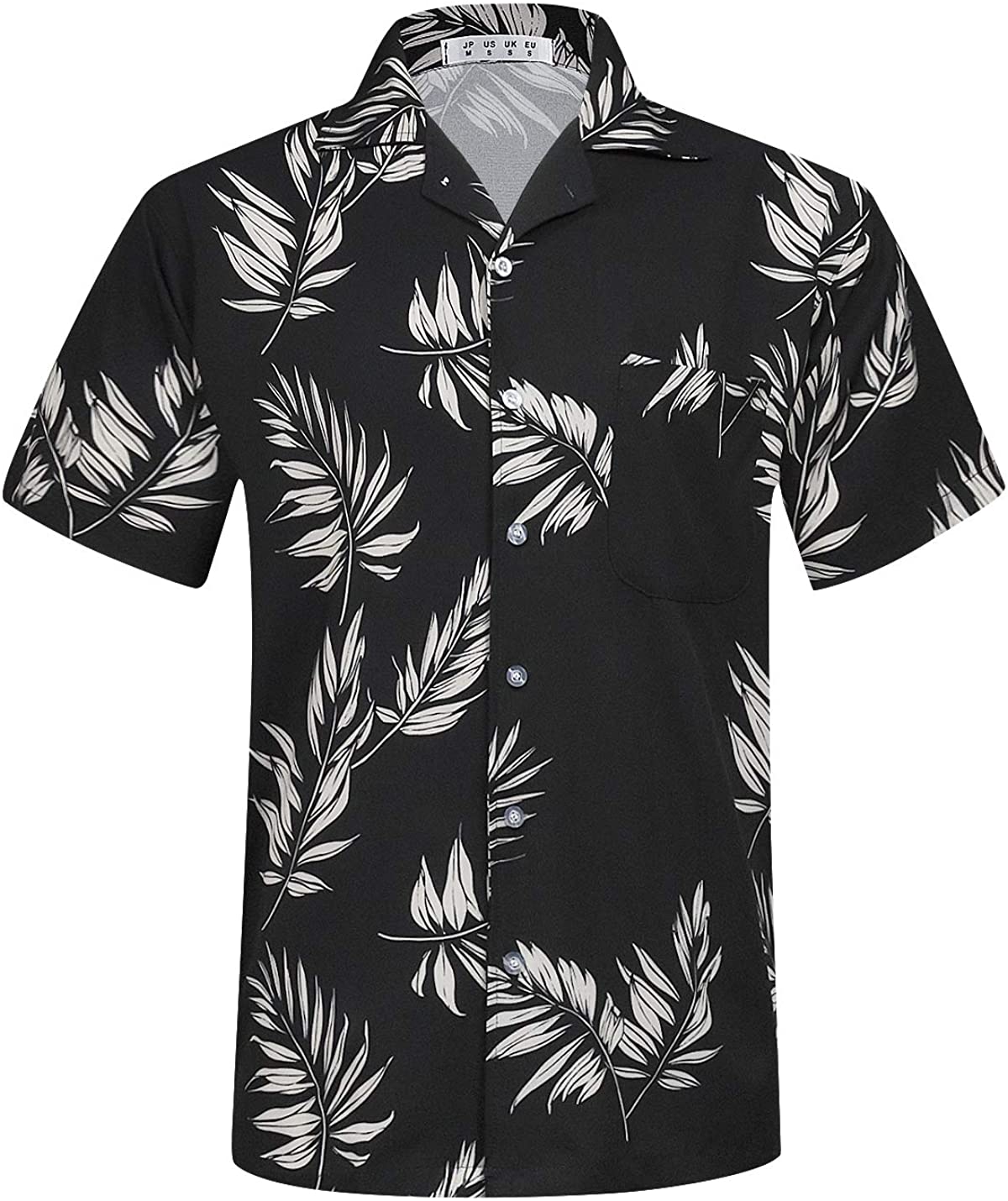 Hemlock Black Hawaiian Shirt for Men Mens Spring Summer Casual Floral Hawaiian Beach Tropical Casual Button Down Short Sleeve Shirts, Men's, Size: XL