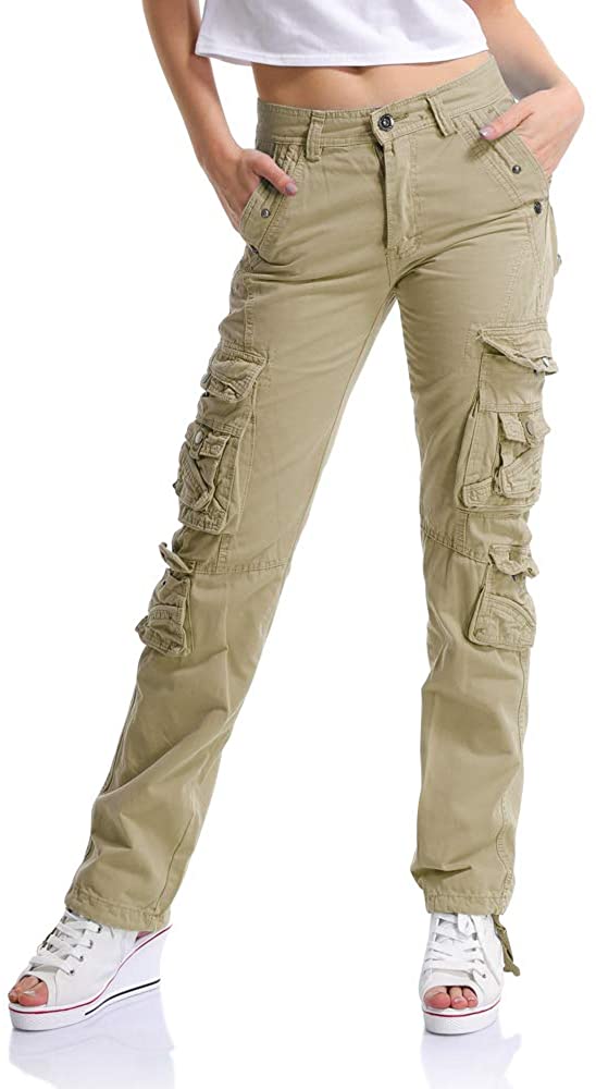 OCHENTA Women's Cotton Casual Utility Cargo Pants with Multi Pockets Army  Green Tag 28-US 2 : : Clothing, Shoes & Accessories