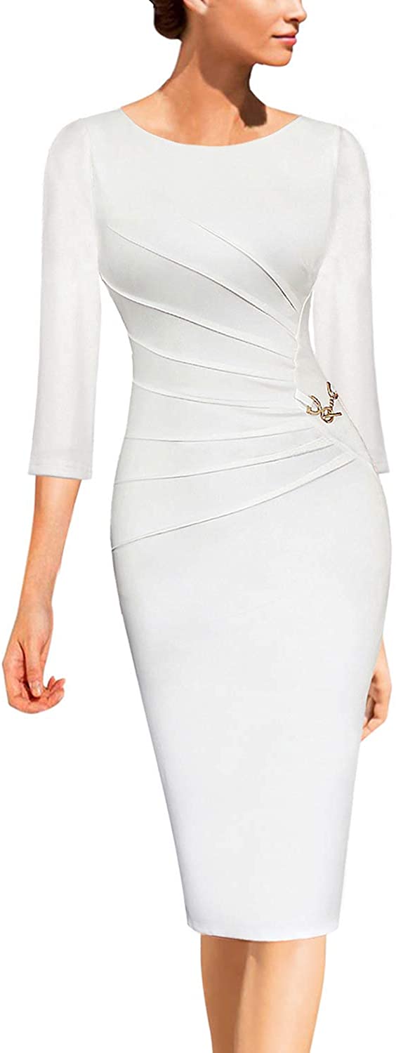 Vfshow Womens Elegant Ruched Work Business Office Cocktail Bodycon Sheath  Dress | eBay