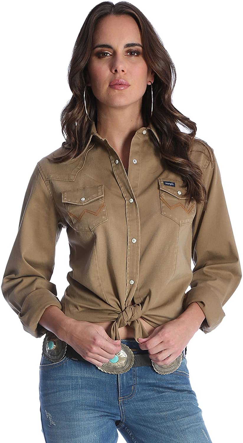 wrangler women's long sleeve western shirts