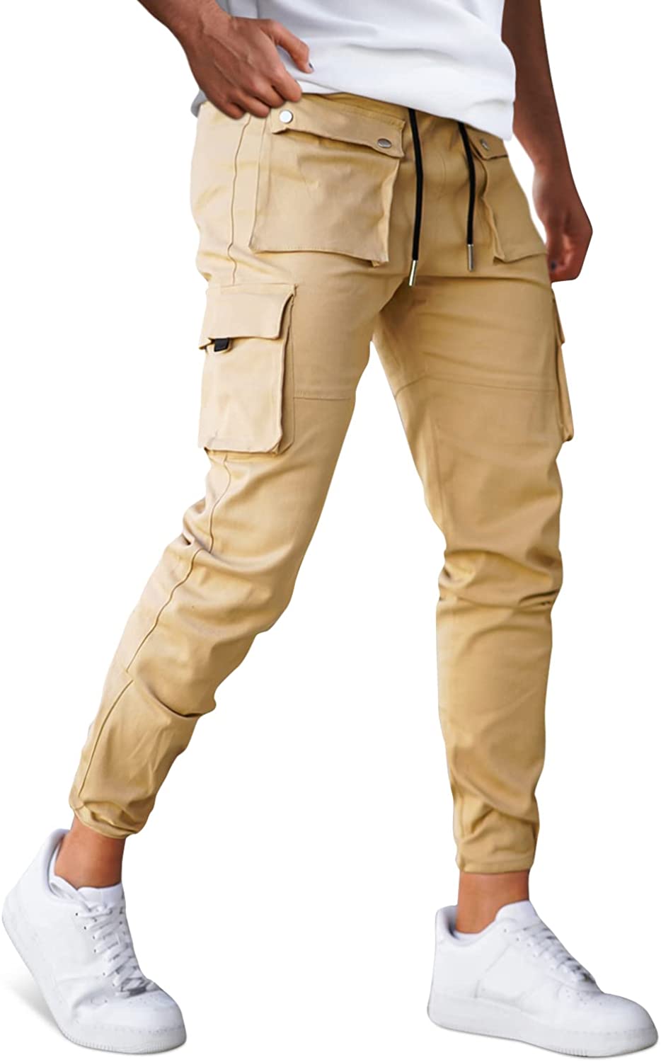 GINGTTO Men's Casual Cargo Pants Drawstring Elastic Waist Work Pants Hiking  Jogg