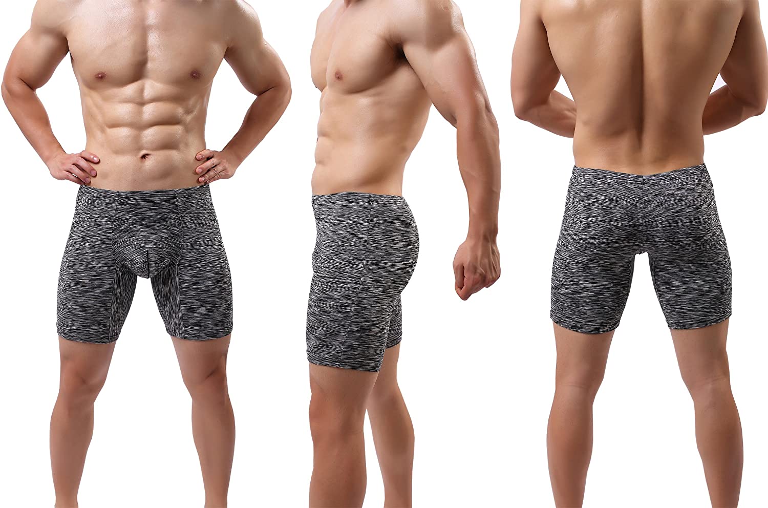 Men's No Ride Up Boxer Briefs Long Leg Underwear Trunks with Pouch | eBay