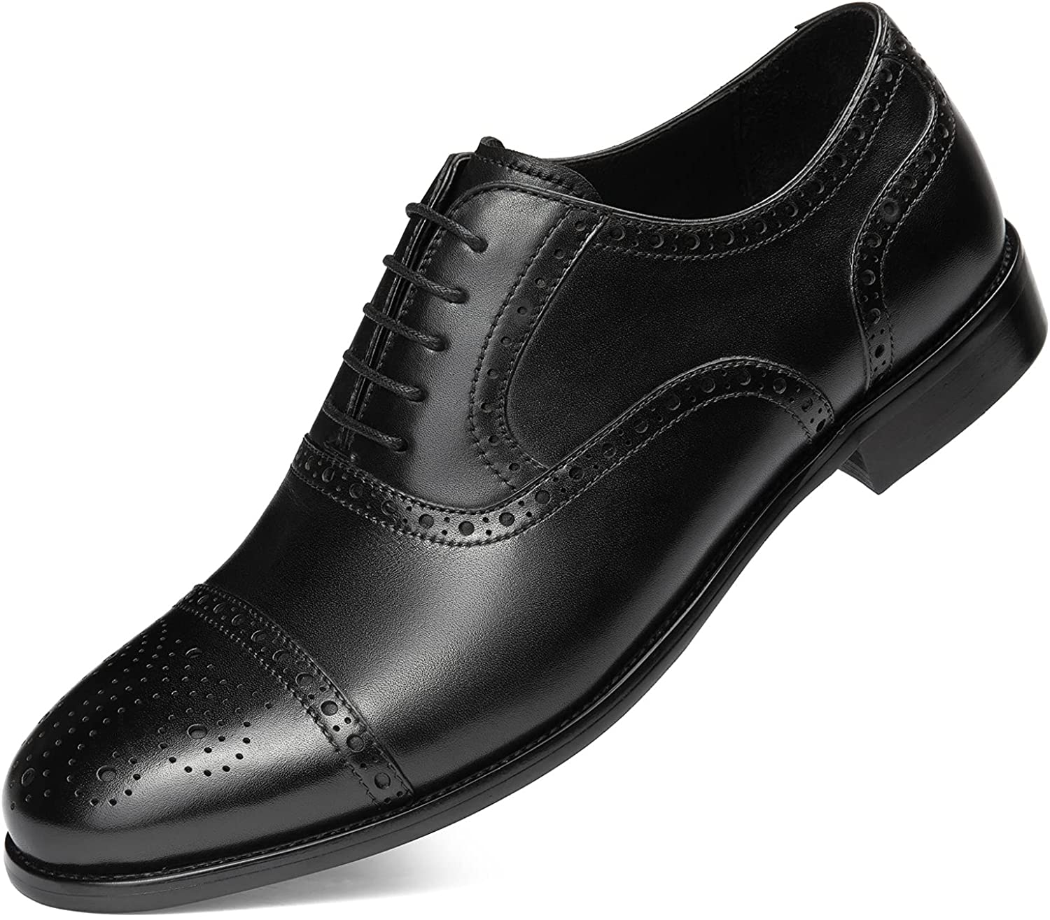 Charles Stone Wingtip Oxfords Full Brogue Men's Dress Leather Shoes Black