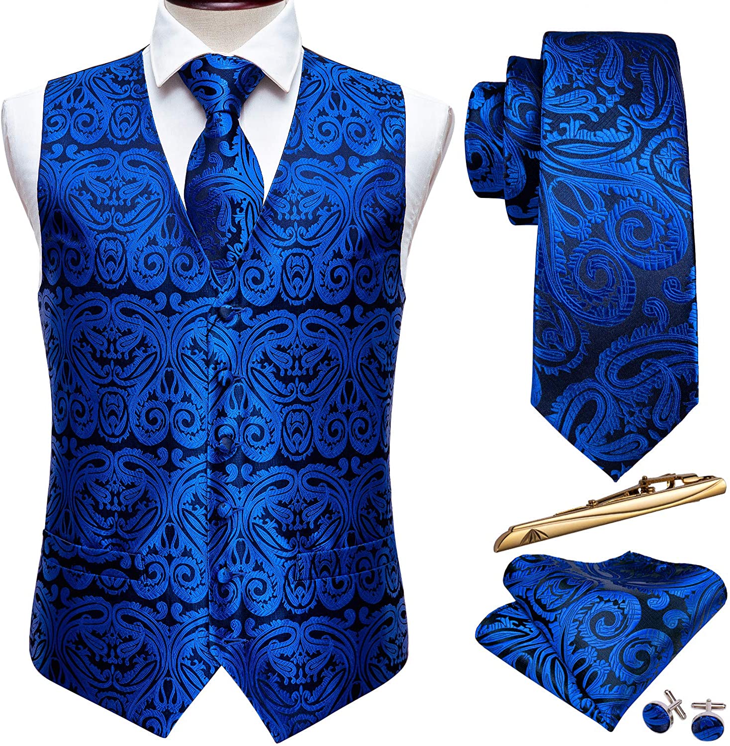 格安SALEスタート！ Barry.Wang Formal Men Dress Vest Matched Paisley Tie Set Suit  Waistcoat Wed タイピン、タイタック - www.oroagri.eu