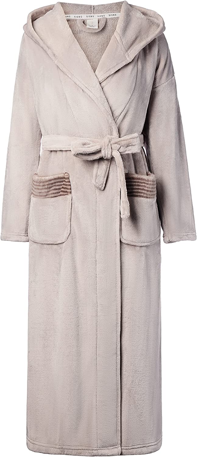 thumbnail 18  - SIORO Womens Plush Robe with Hood, Long Flannel Fleece Bathrobe for women Warm a