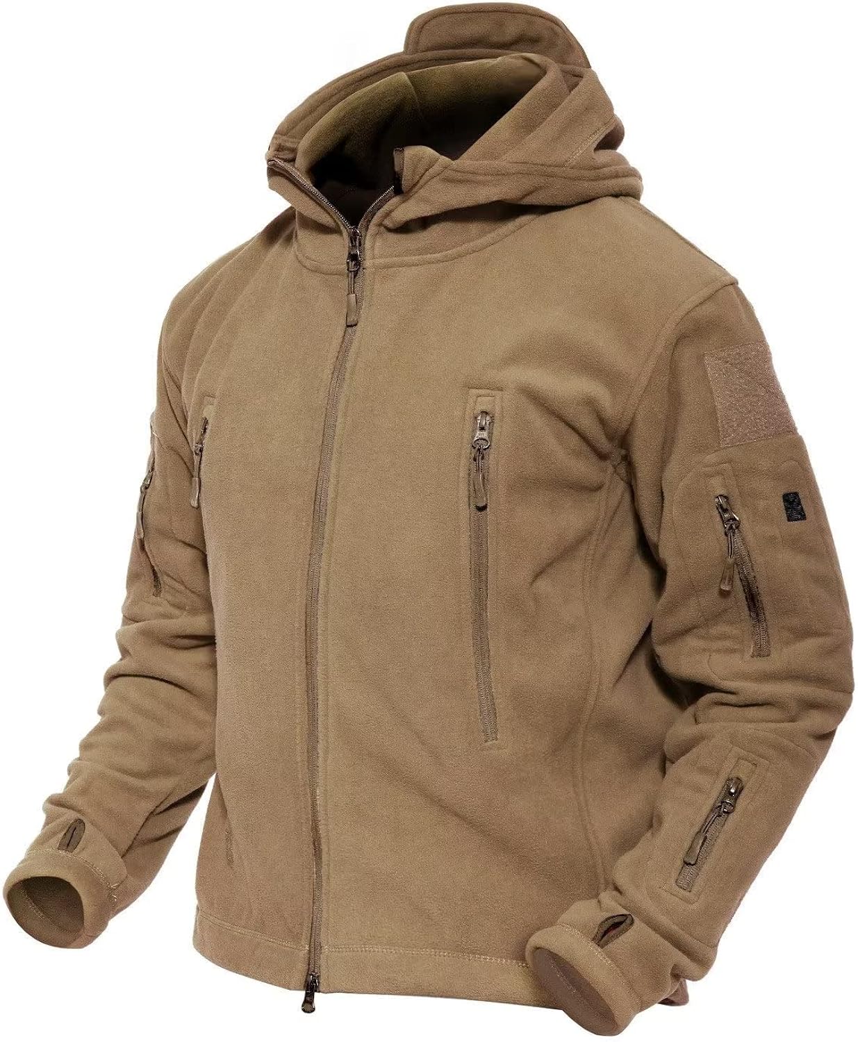 MAGCOMSEN Men's Hoodie Fleece Jacket 6 Zip-Pockets Warm Winter Jacket  Military T