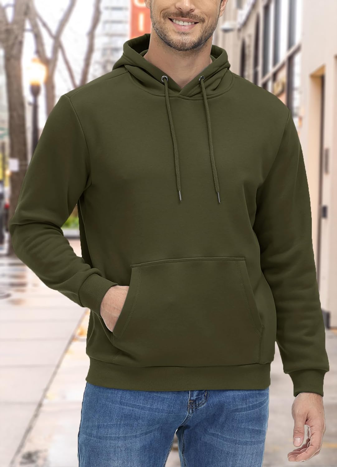 BIYLACLESEN Men's Pullover Hoodie Sweatshirt Soft Fleece Lined Hoodies  Athletic