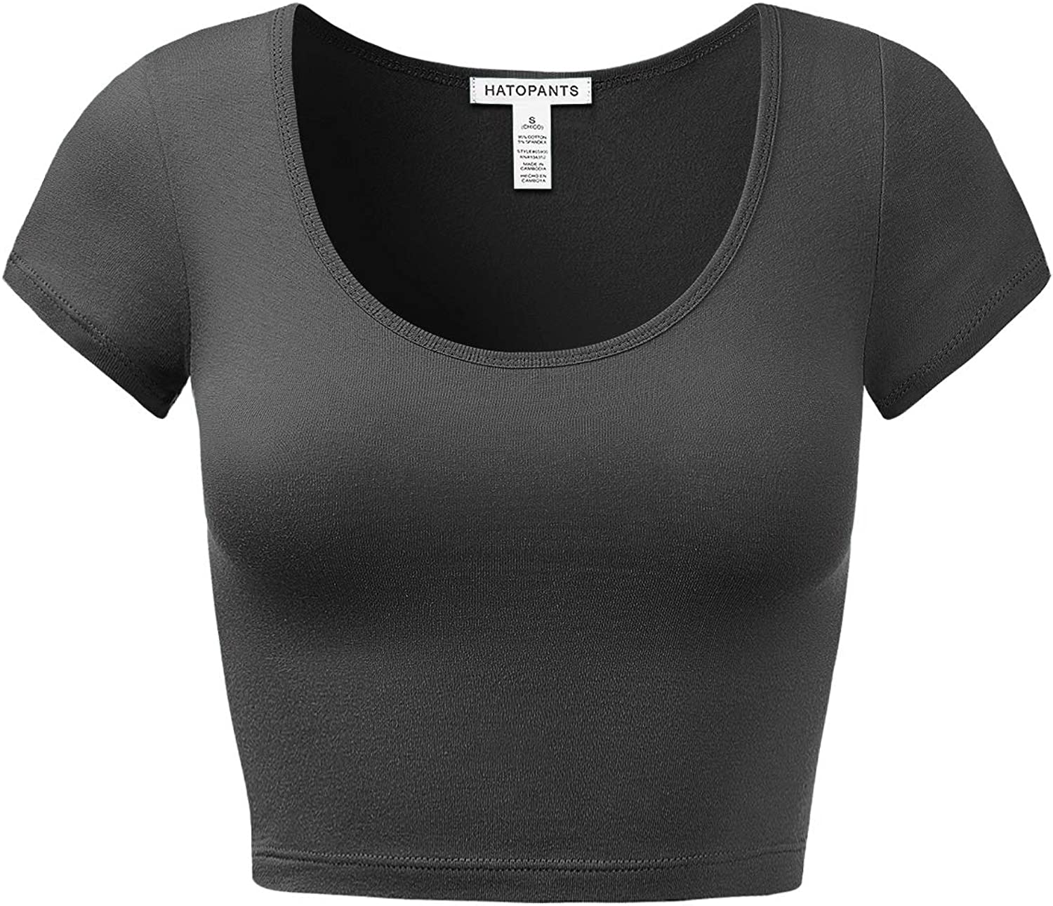 Basic Black Short Sleeve V Neck Crop