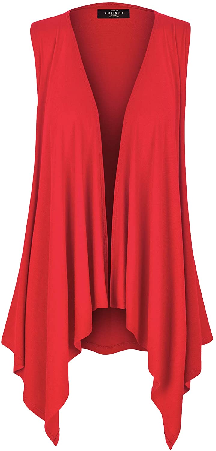 MBJ Women's Lightweight Sleeveless Solid/Tie-Dye Open Front Drape Vest Cardigan S-XXXL Plus Size 