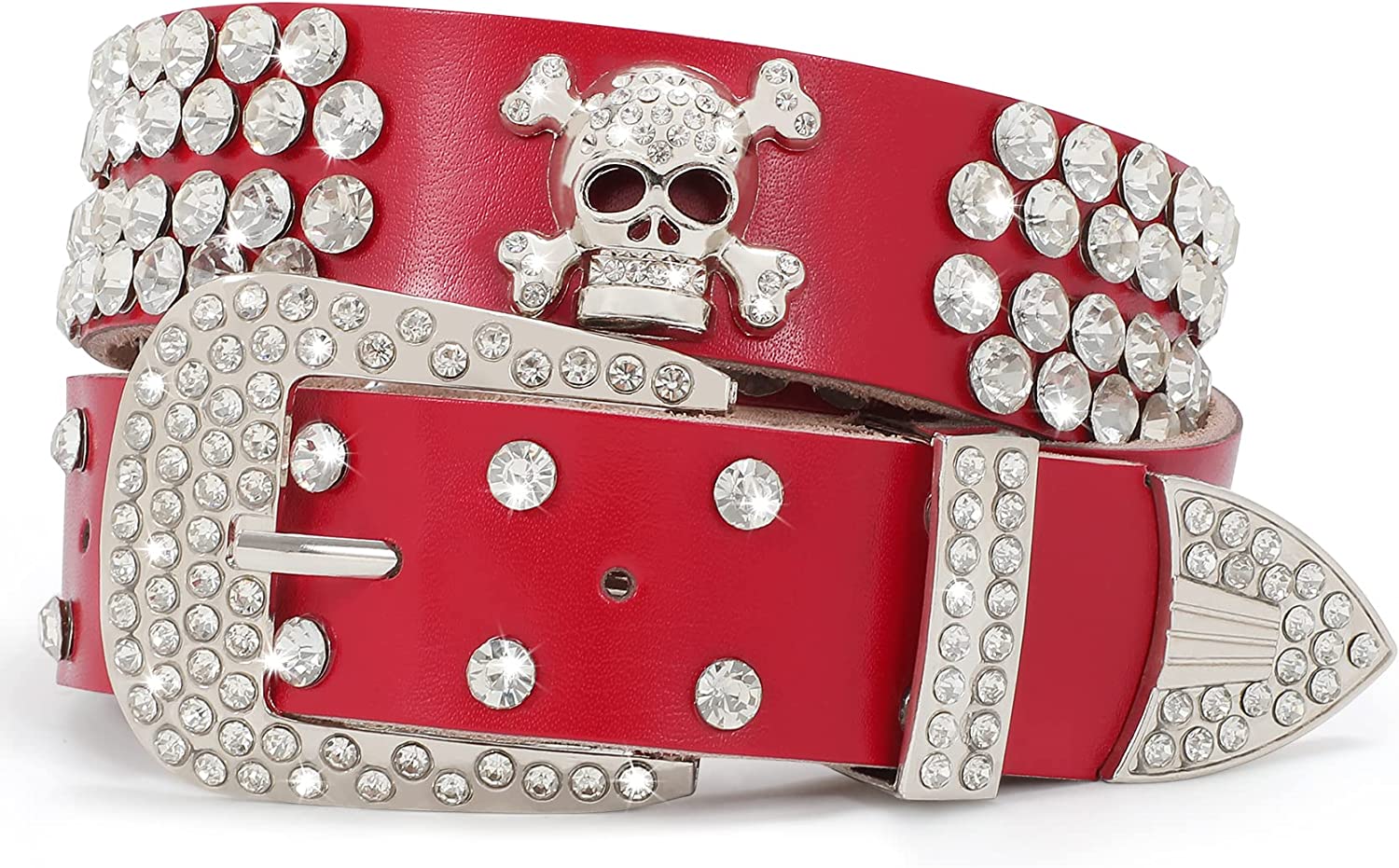 Whippy Rhinestone Leather Studded Belt