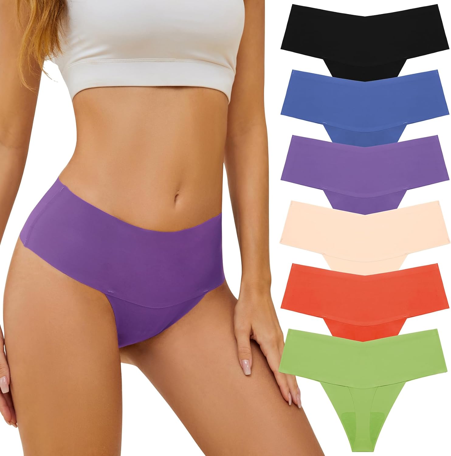 Jaywan Women High Waisted Thong Underwear Seamless Thongs for Women Tummy  Contro