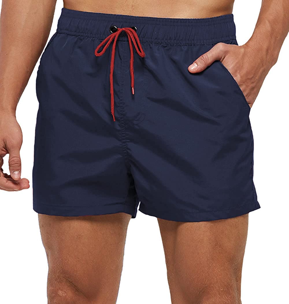 yuyangdpb Mens 5 Short Swim Trunks Quick Dry Swim Shorts with Zipper Pockets 