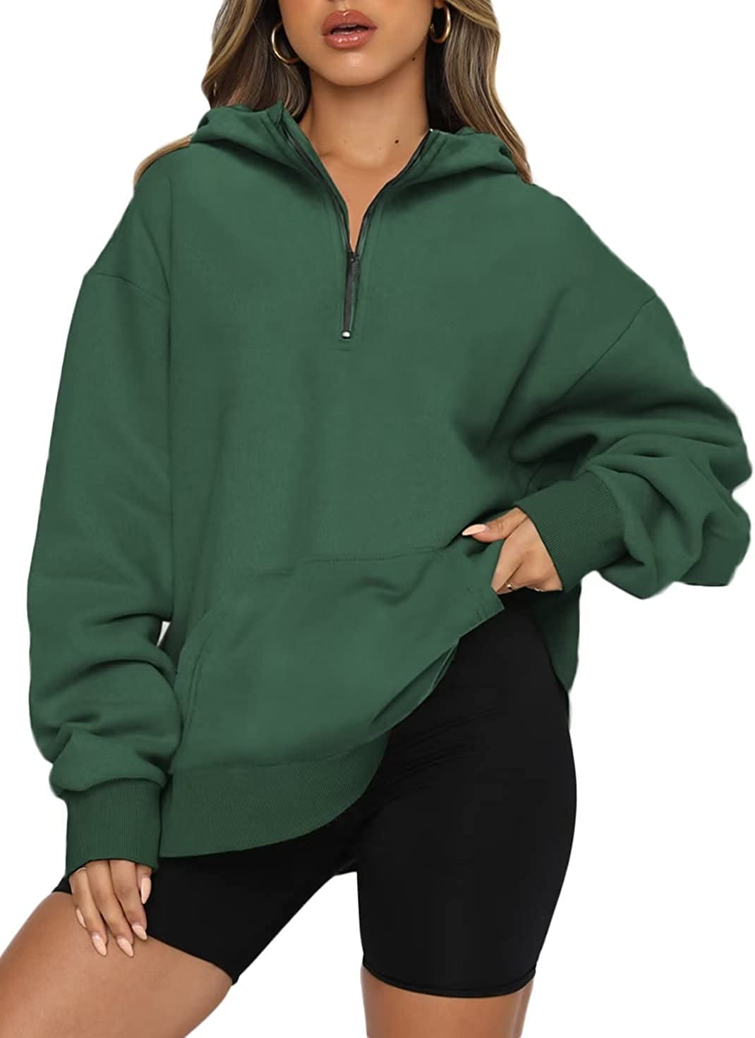 BLENCOT Women Casual Oversized Sweatshirts Half Zip Long Sleeve