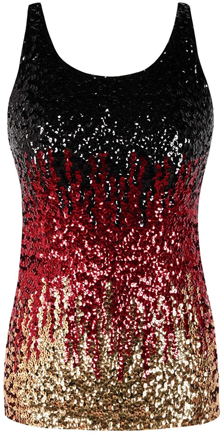 PrettyGuide Women Shimmer Glam Sequin Embellished Sparkle Tank Top Vest  Tops : : Clothing, Shoes & Accessories