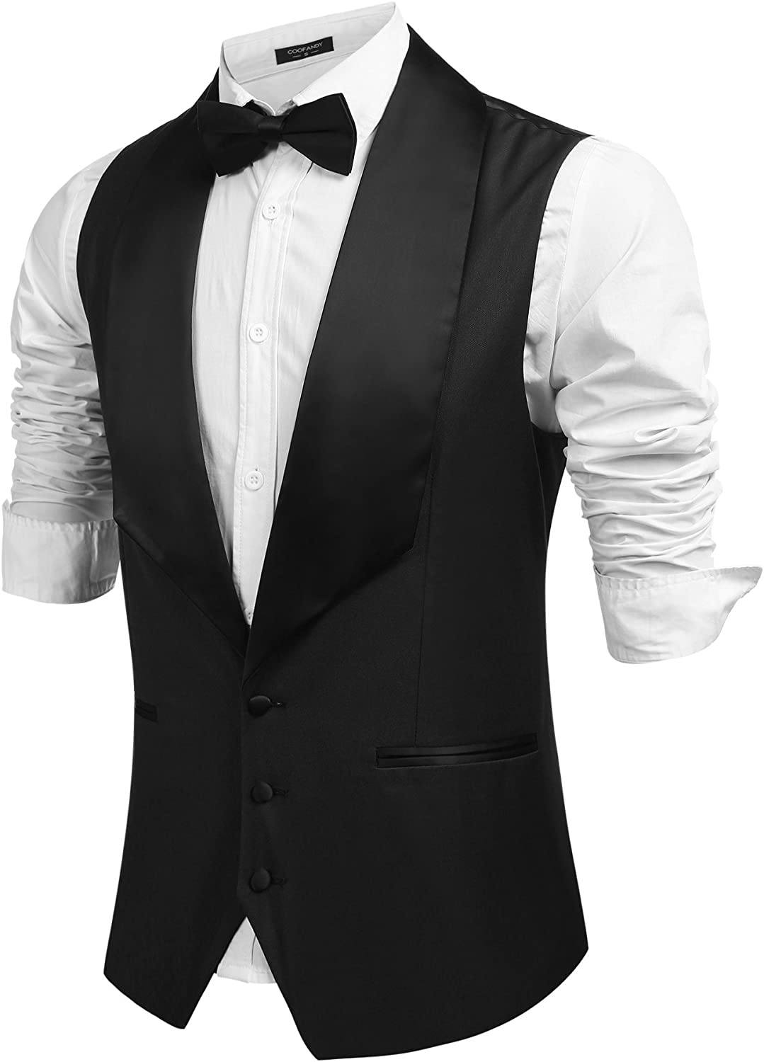 Coofandy Men's V-Neck Slim Fit Dress Suit Sleeveless Vest Waistcoat