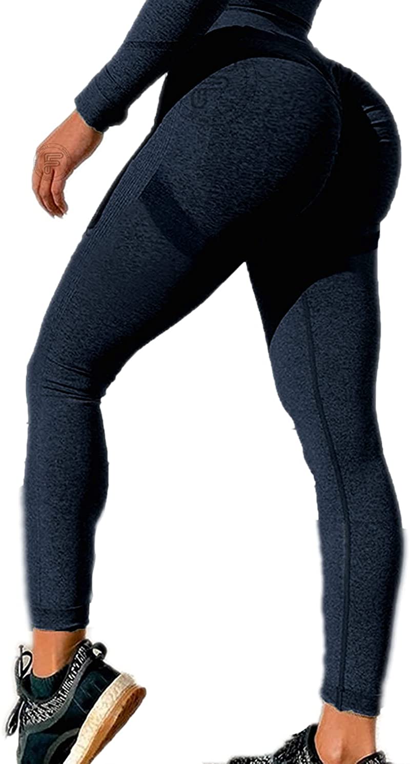 FITNEXX Women's Seamless High Waist Tummy Control Workout Scrunch Yoga  Leggings Smile Butt Lifting Pants
