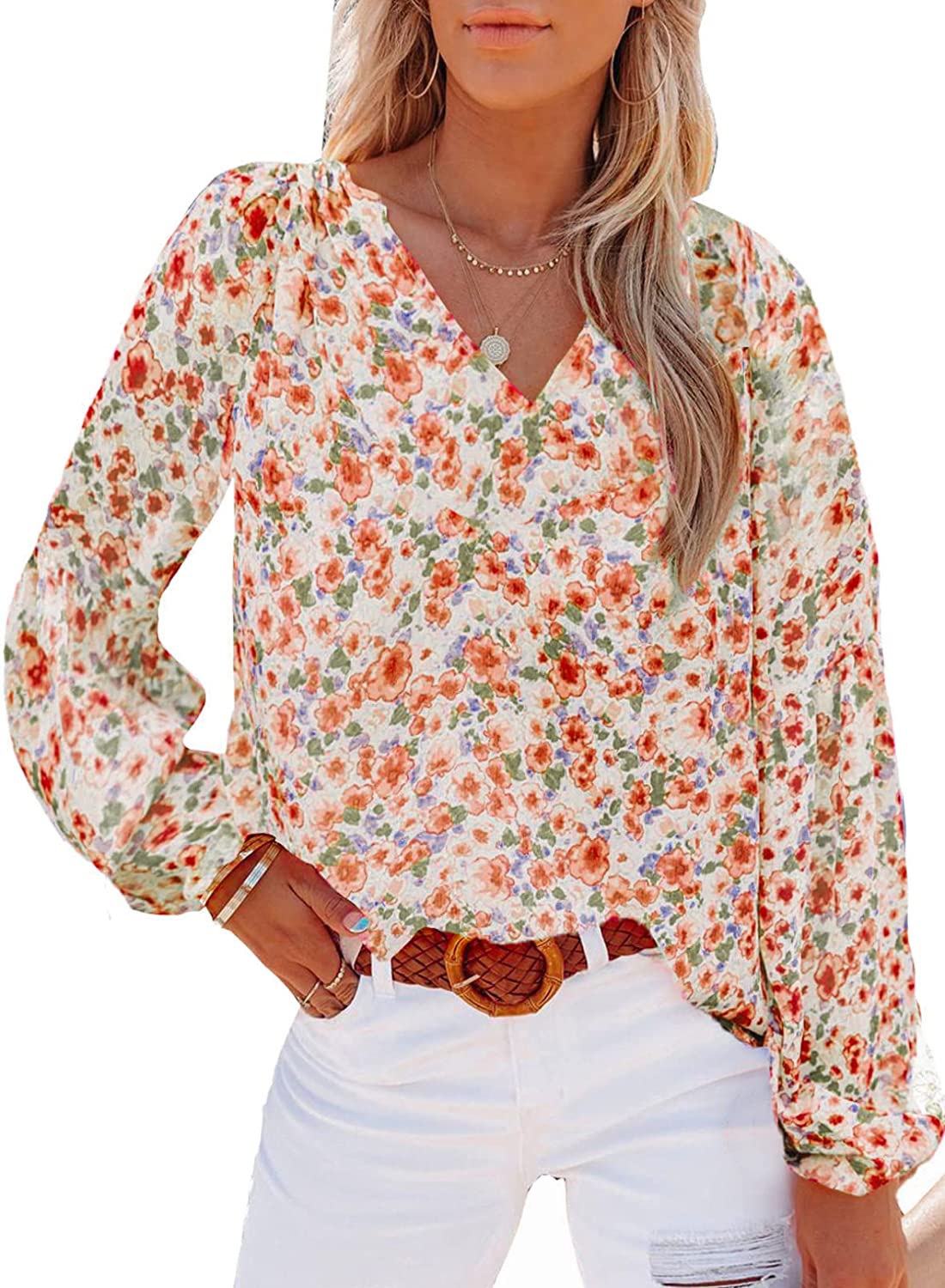 Buy White V Neck Boho Blouse 14, Blouses