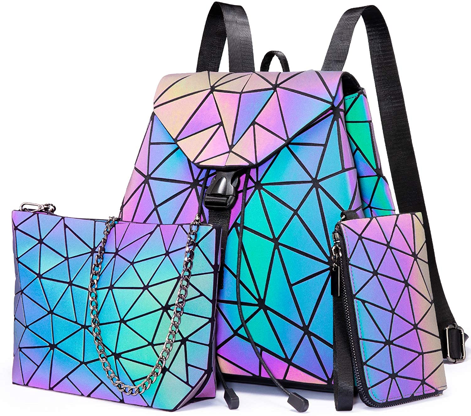 Holographic Reflective Geometric Luminous Crossbody Purse