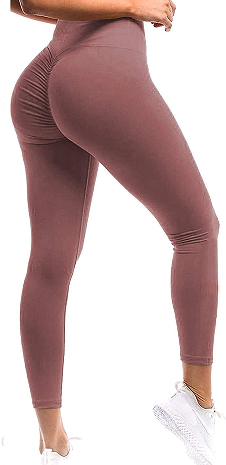 SEASUM Scrunch Butt Workout Leggings Women's High Waisted Booty Lifting  Yoga Pants Textured Tummy Control Legging, #0 Jacquard Black, Small