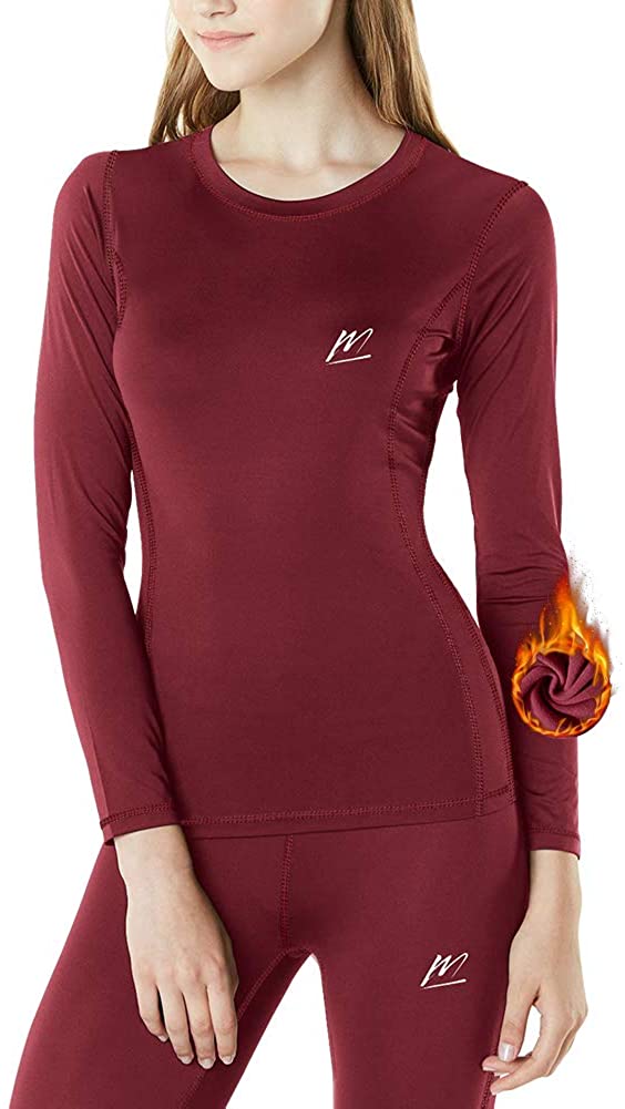 MeetHoo Thermal Underwear for Women, Winter Warm Base Layer Compression Set, Fleece Lined Long Johns Running Skiing 