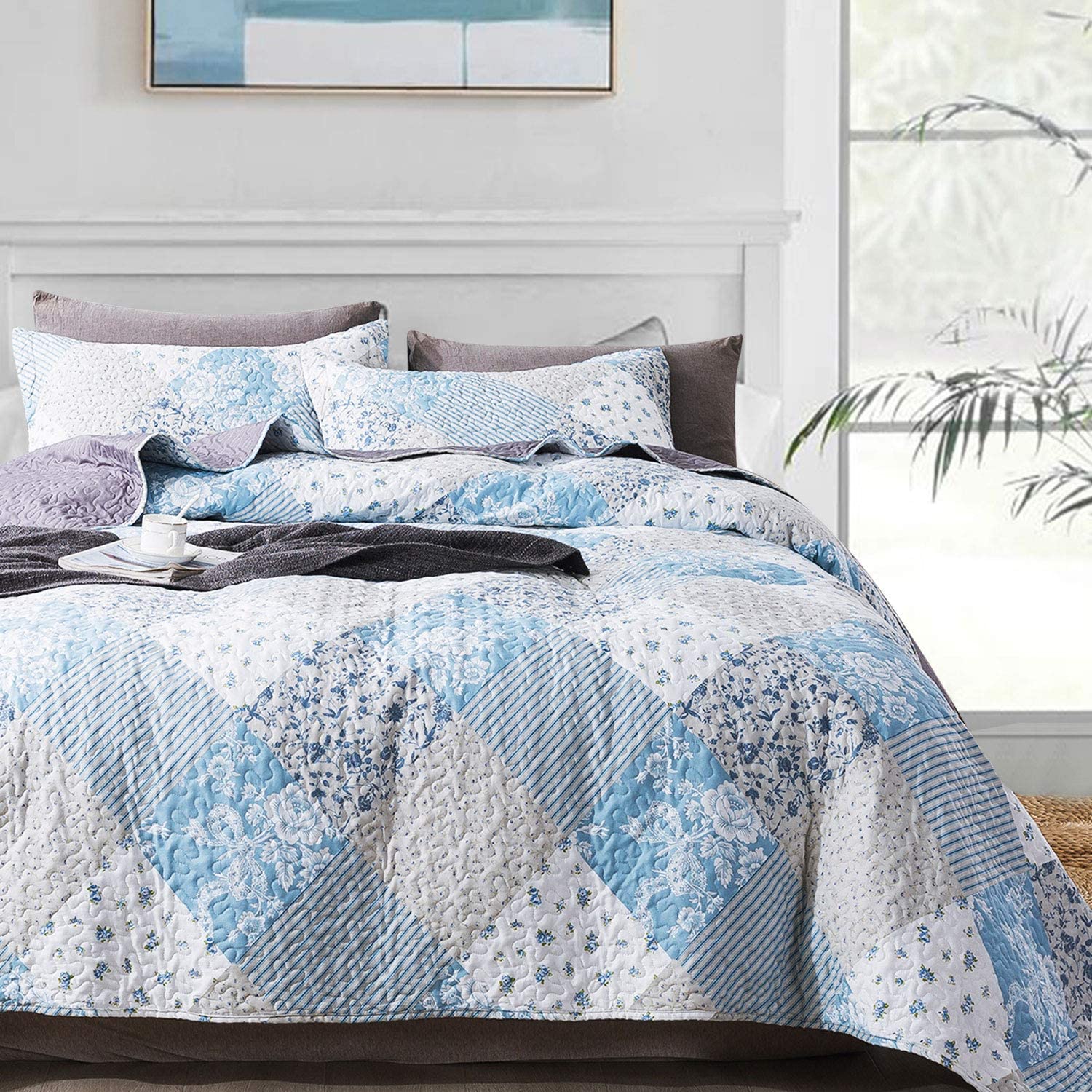 ,Queen Size,Boho Paisely Pattern 1 Duvet Cover + 2 Pillow Shams NEWLAKE Duvet Covet Set-3 Pieces Comforter Cover Sets