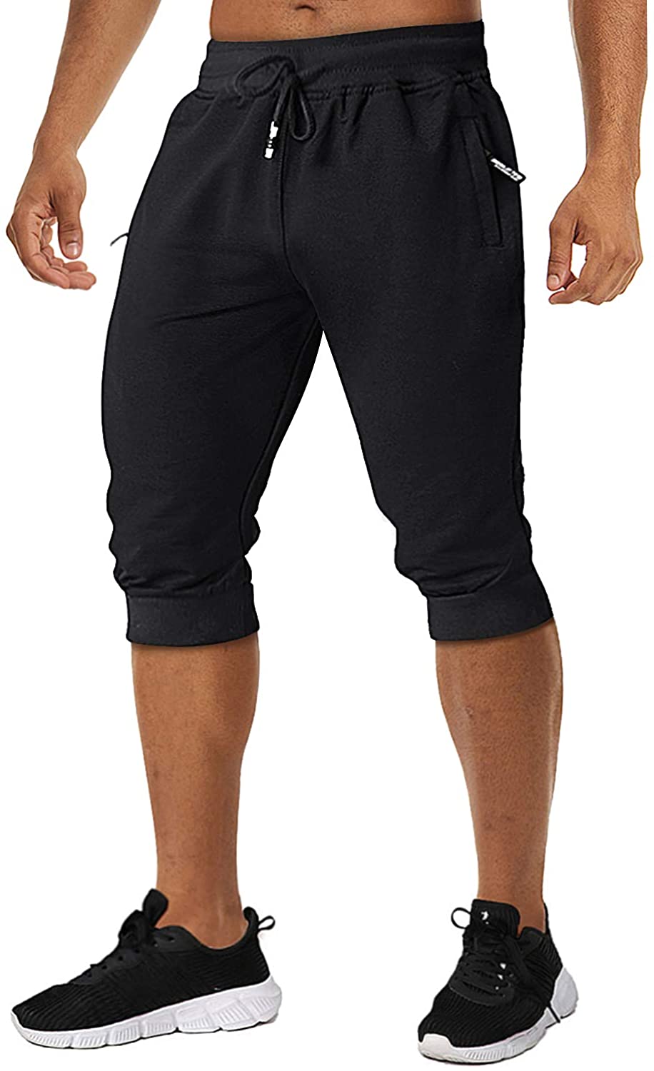 TACVASEN Men's Shorts 3/4 Jogger Capri Long Shorts Running Cotton Below ...
