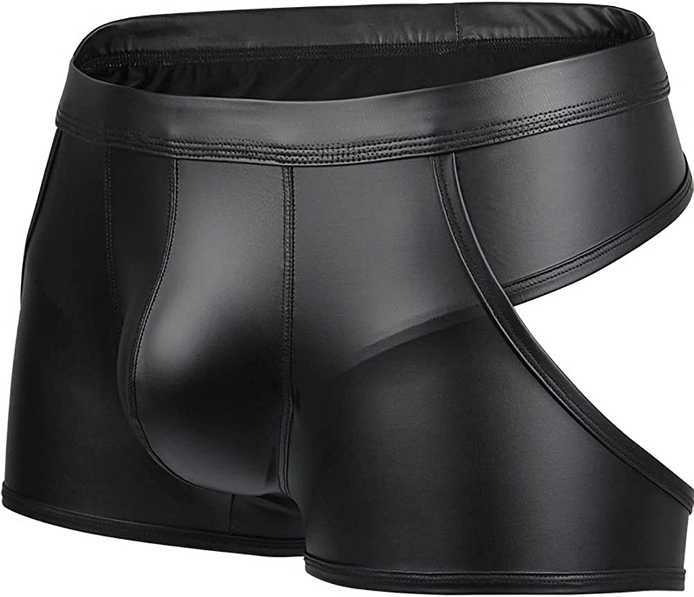 4UFiT Men's Shiny Metallic Boxer Shorts Backless Underwear Bottomless  Underwear