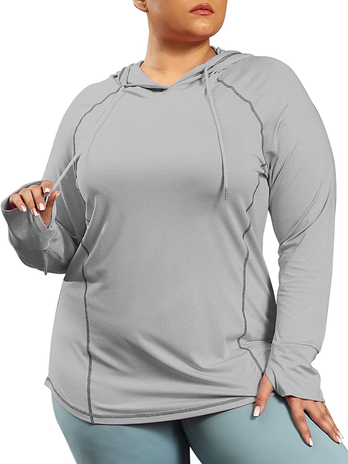 FOREYOND Plus Size Workout Tops for Women Long Sleeve Shirts