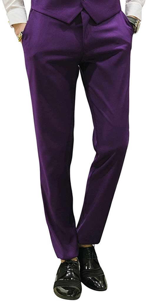 MOGU Mens Slim Fit Front Flat Casual Pants