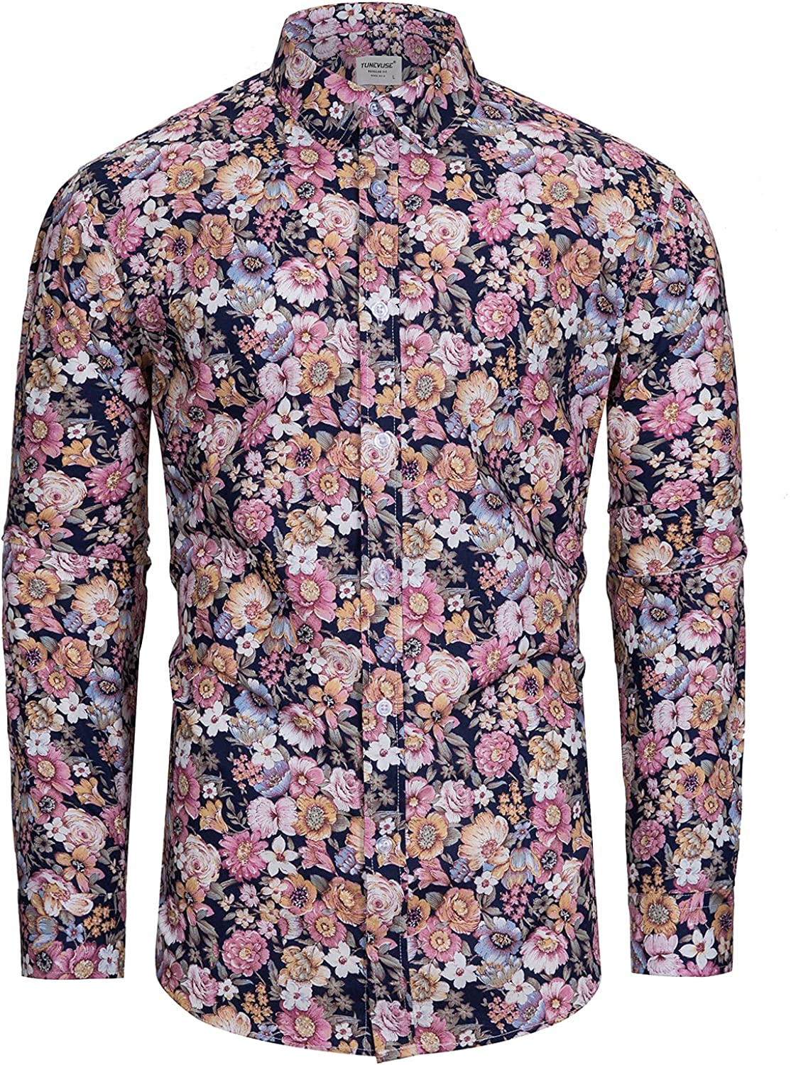  TUNEVUSE Mens Floral Print Dress Shirt Flower Pattern Long  Sleeve Button Down Shirts Medium : Clothing, Shoes & Jewelry