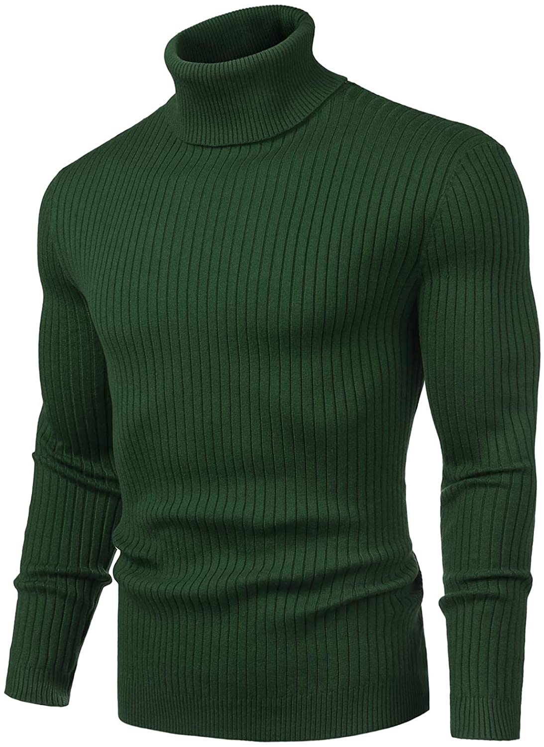 Bravepe Men Fall Winter Slim Knitted Solid Turtle Neck Pullover Sweater Jumper 