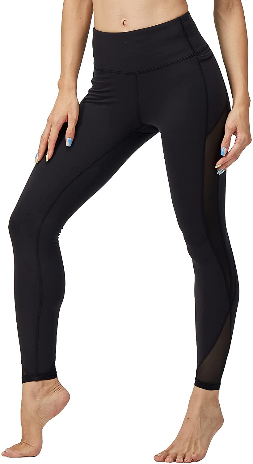  ONGASOFT High Waisted Yoga Capri Mesh Leggings for Women Soft  Stretchy Running Workout Cropped Pants Black : Clothing, Shoes & Jewelry