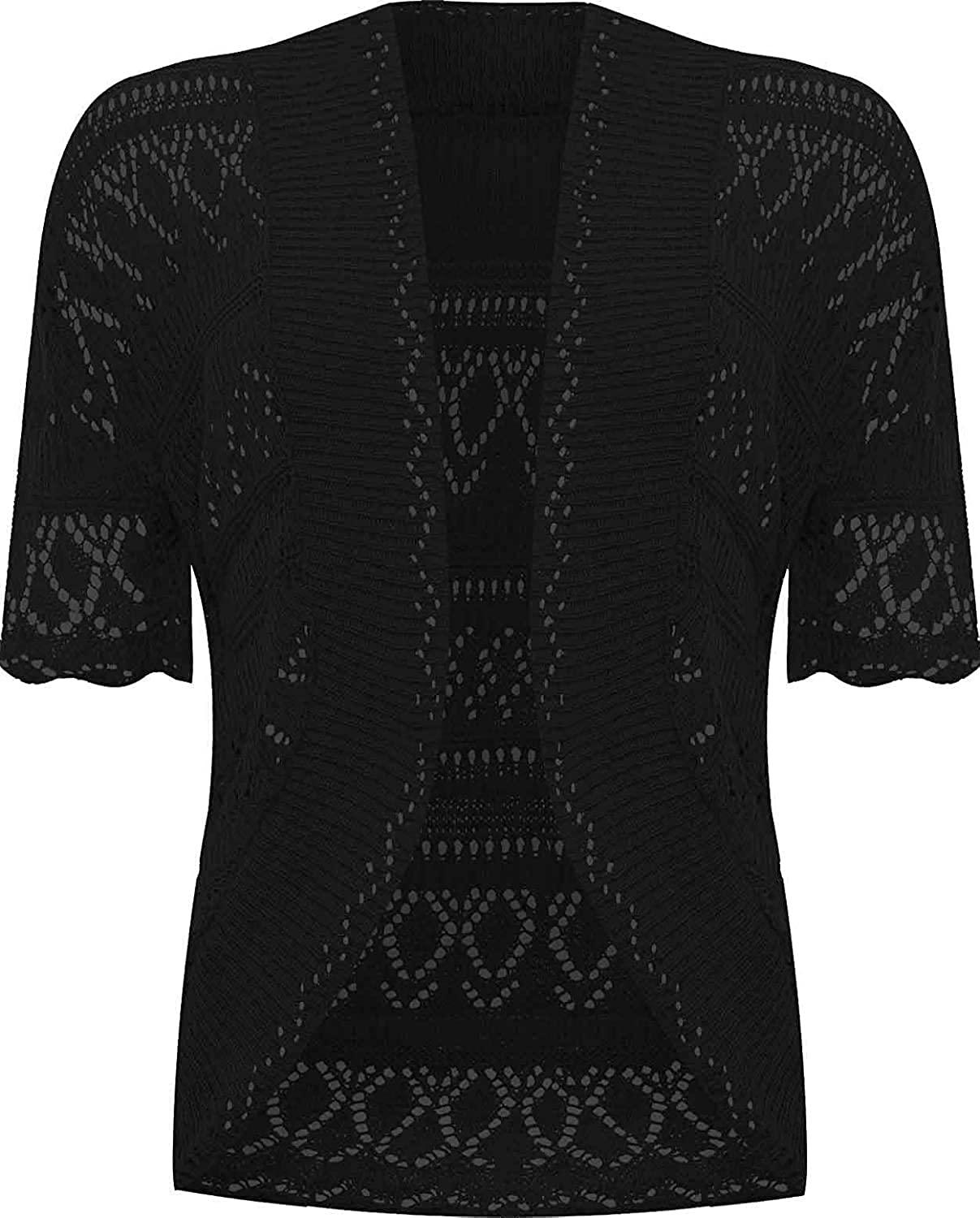 New Ladies Women Girls Crochet Knitted Short Sleeve Shrug Cardigan Bolero Top 