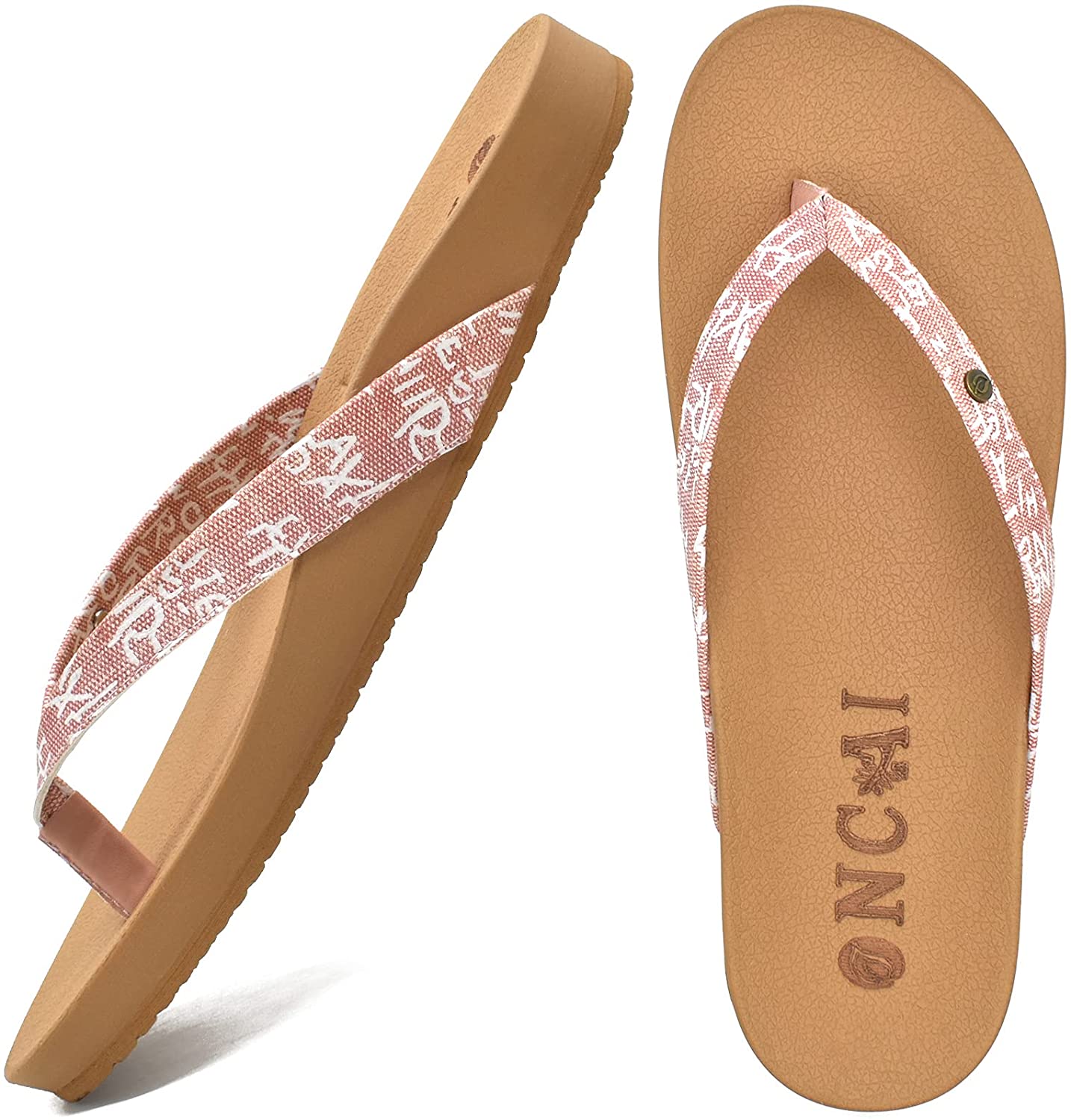 ONCAI Womens Flip Flops for Women Comfortable Leather Strap Yoga Mat  Non-Slip Women's Thong Sandal Casual Summer Beach Slippers with Arch  Support Gold Size 8 : Buy Online at Best Price in
