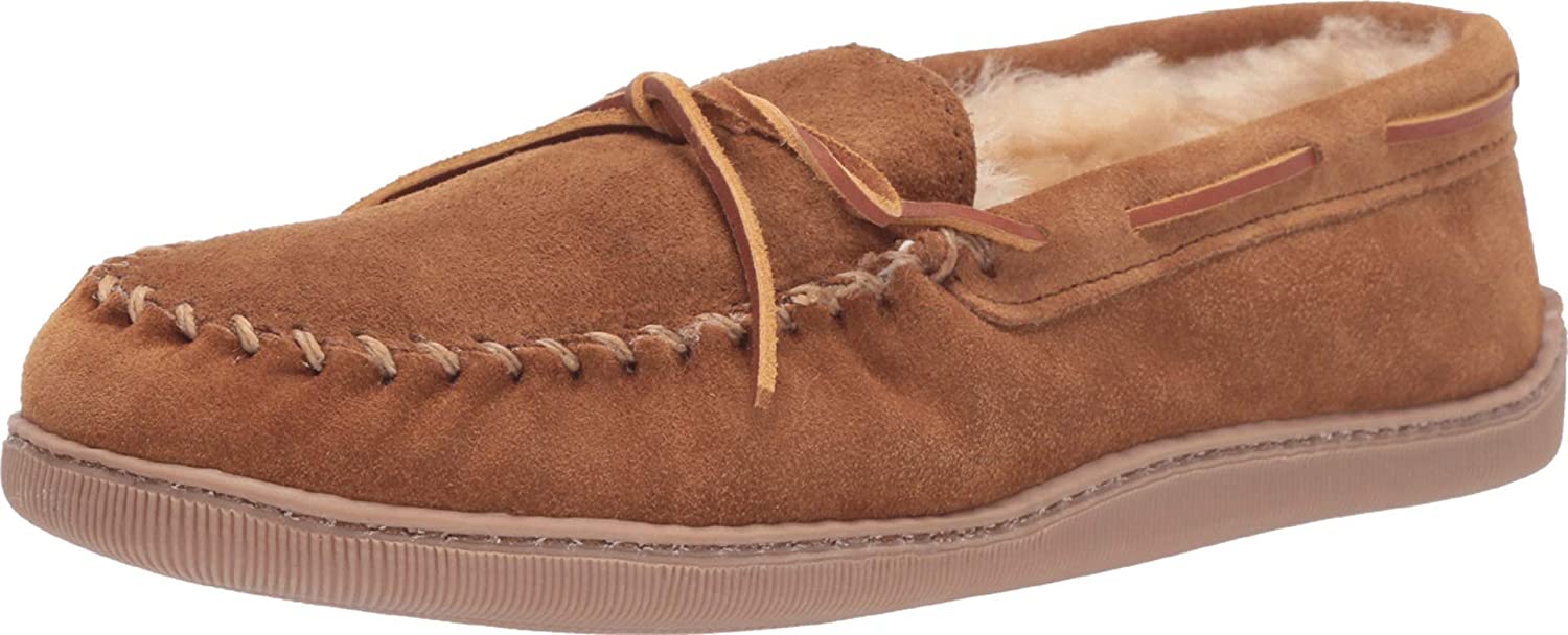 minnetonka men's sheepskin hardsole moccasin slippers