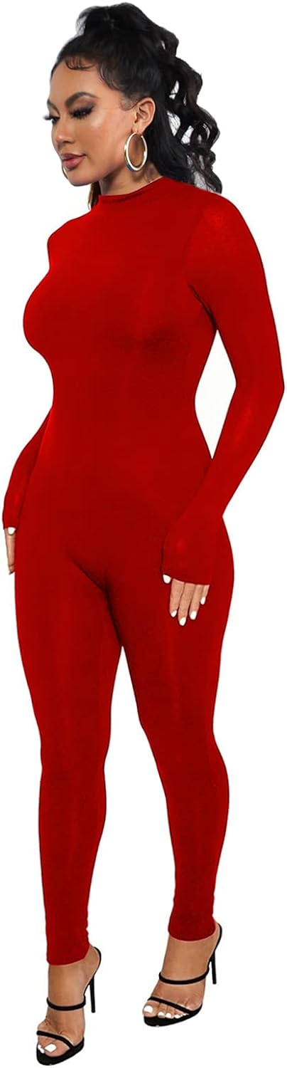 Women's Sexy One piece Long Sleeve High Waist Bodycon Jumpsuit Rompers